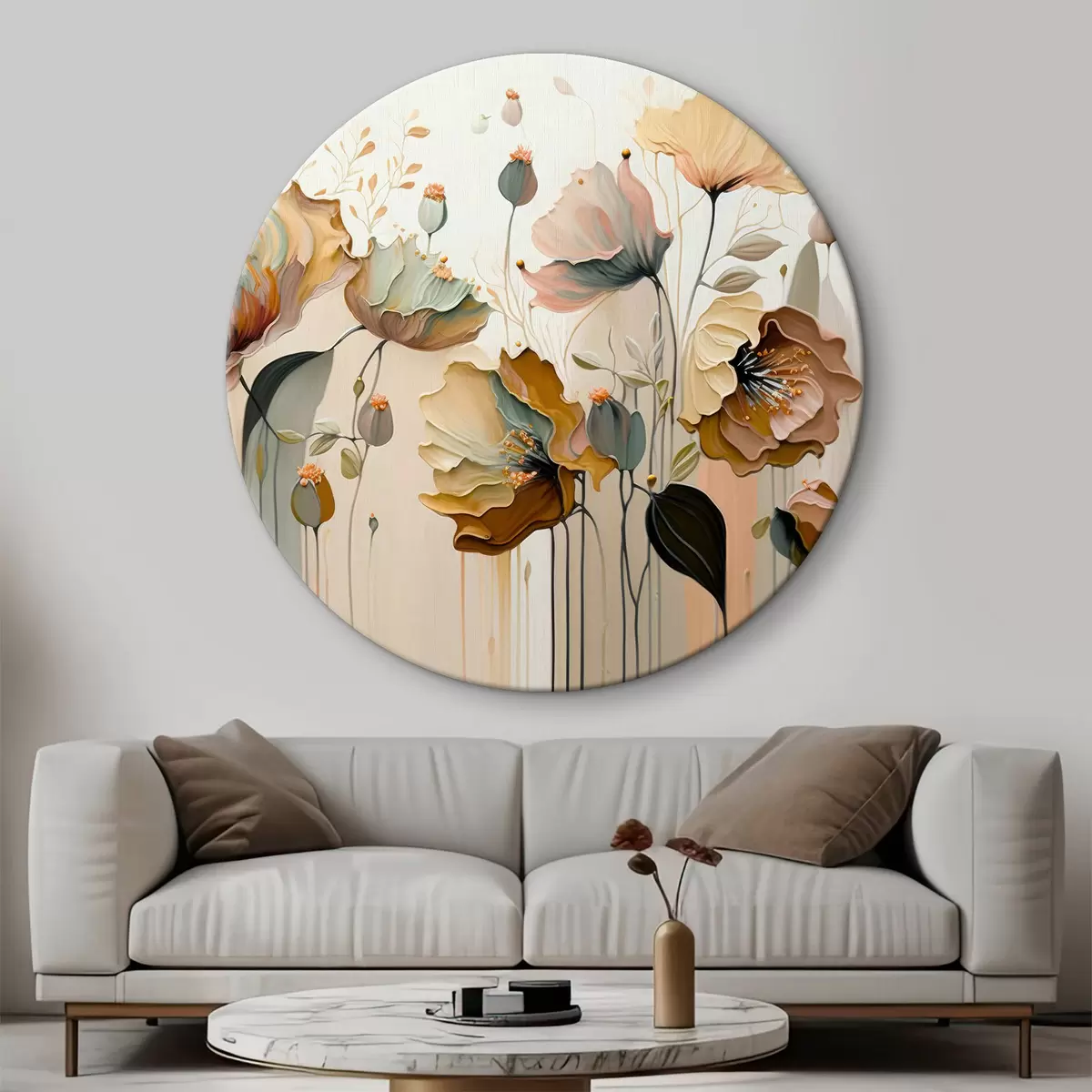 Quadri rotondi Fiori acquerellati r37538