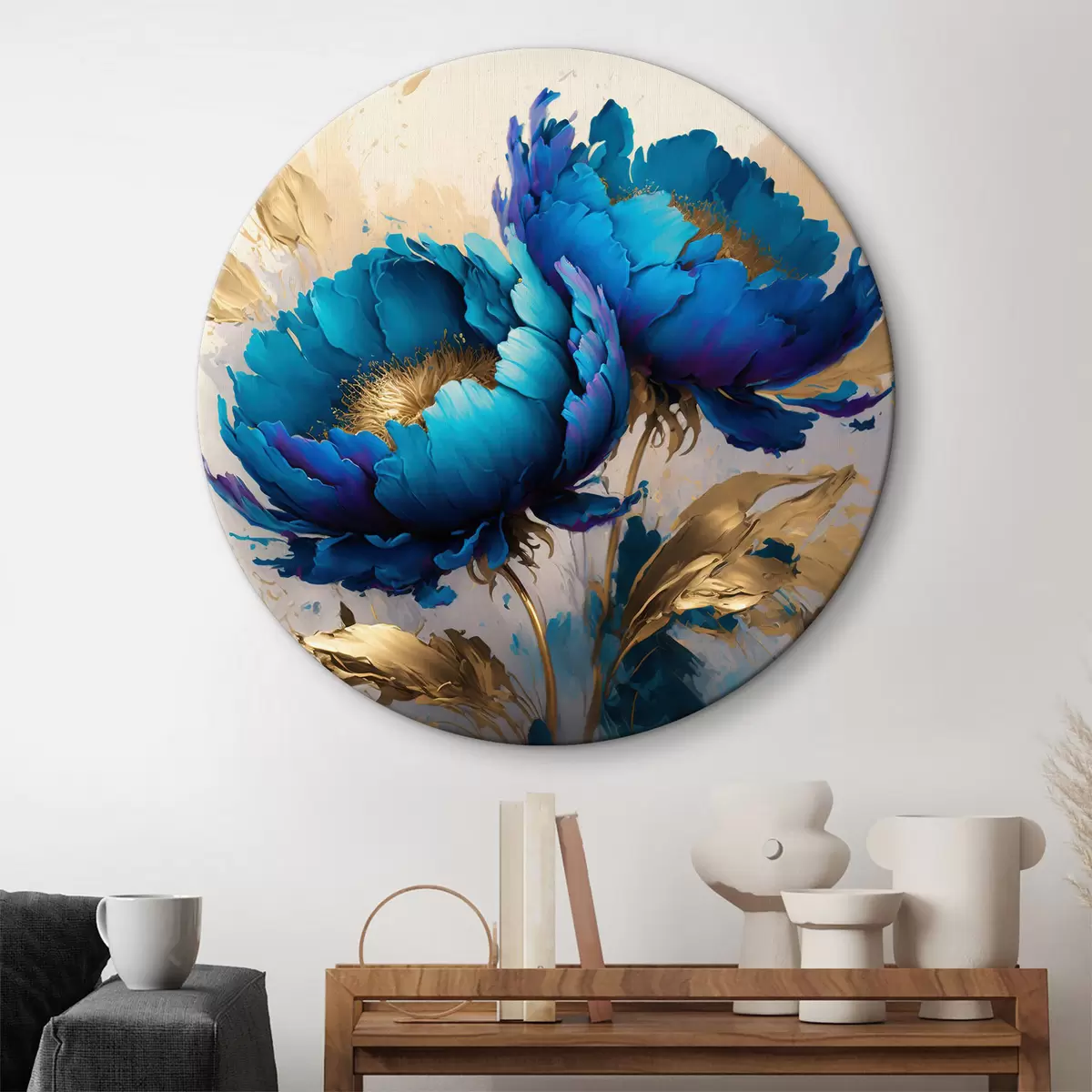 Quadri rotondi Peonie blu r37843
