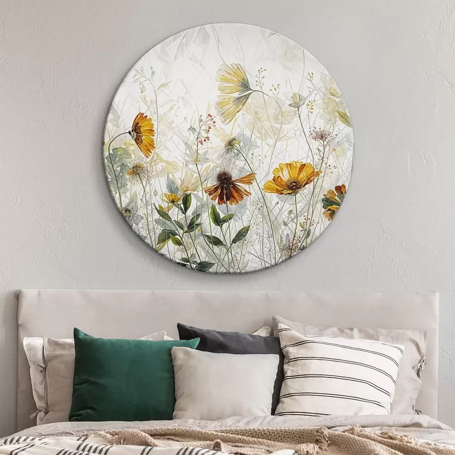 carta da parati Fiori delicati del campo sulla pittura a olio del fondo bianco nr. r38197