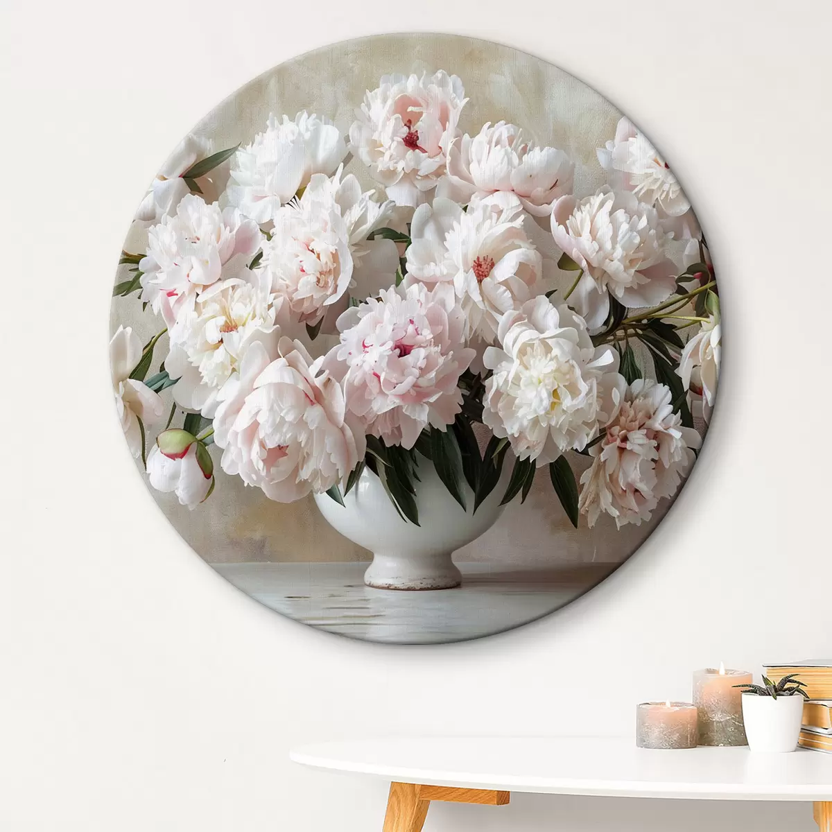 Quadri rotondi Peonie leggere in un vaso r38461