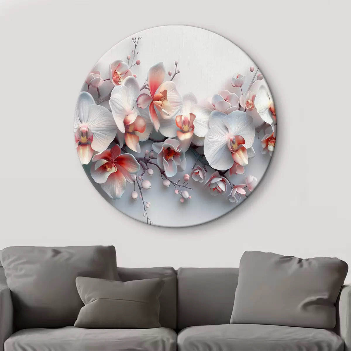 Quadri rotondi Orchidee bianche r38703