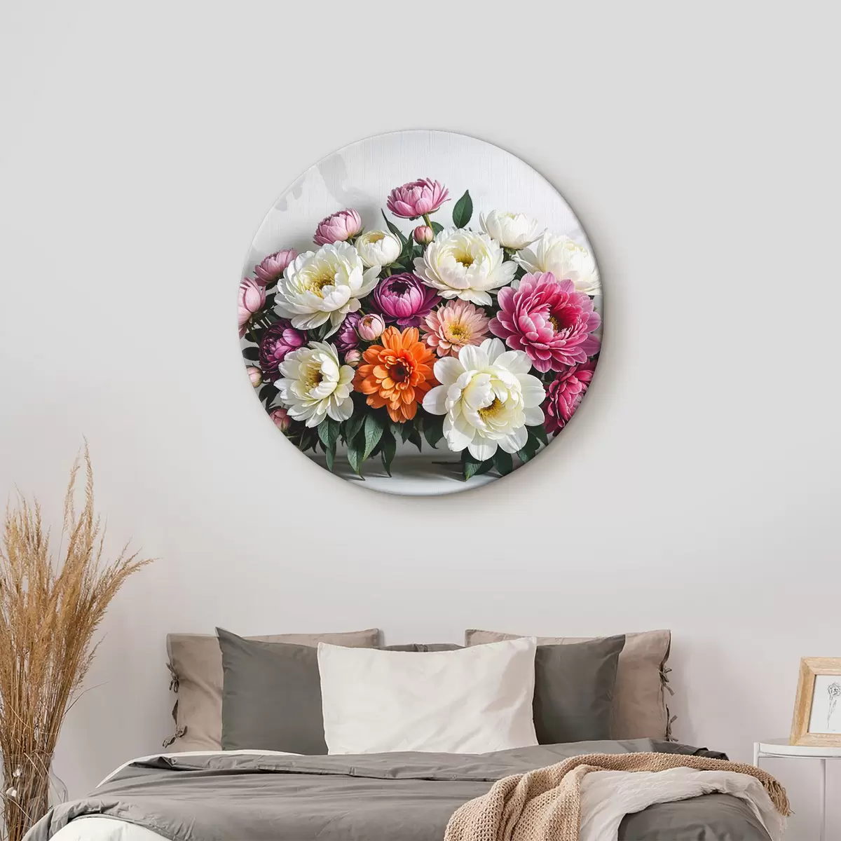 Quadri rotondi Un grande bouquet di fiori luminosi r38890