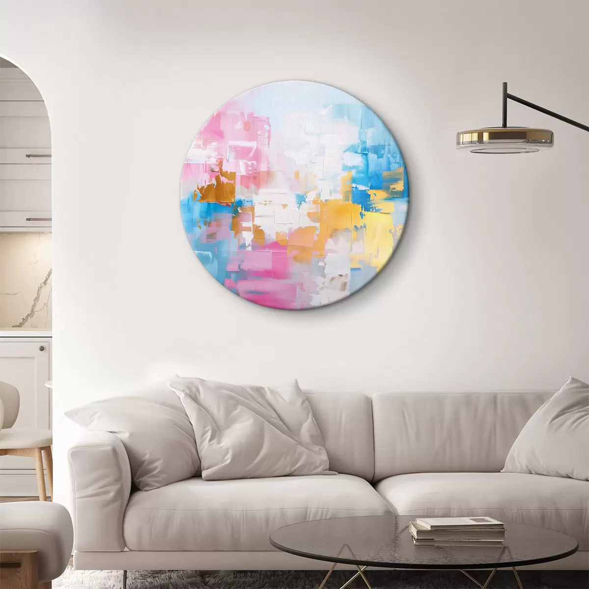 Quadri rotondi Danza luminosa di fiori in movimento r39036