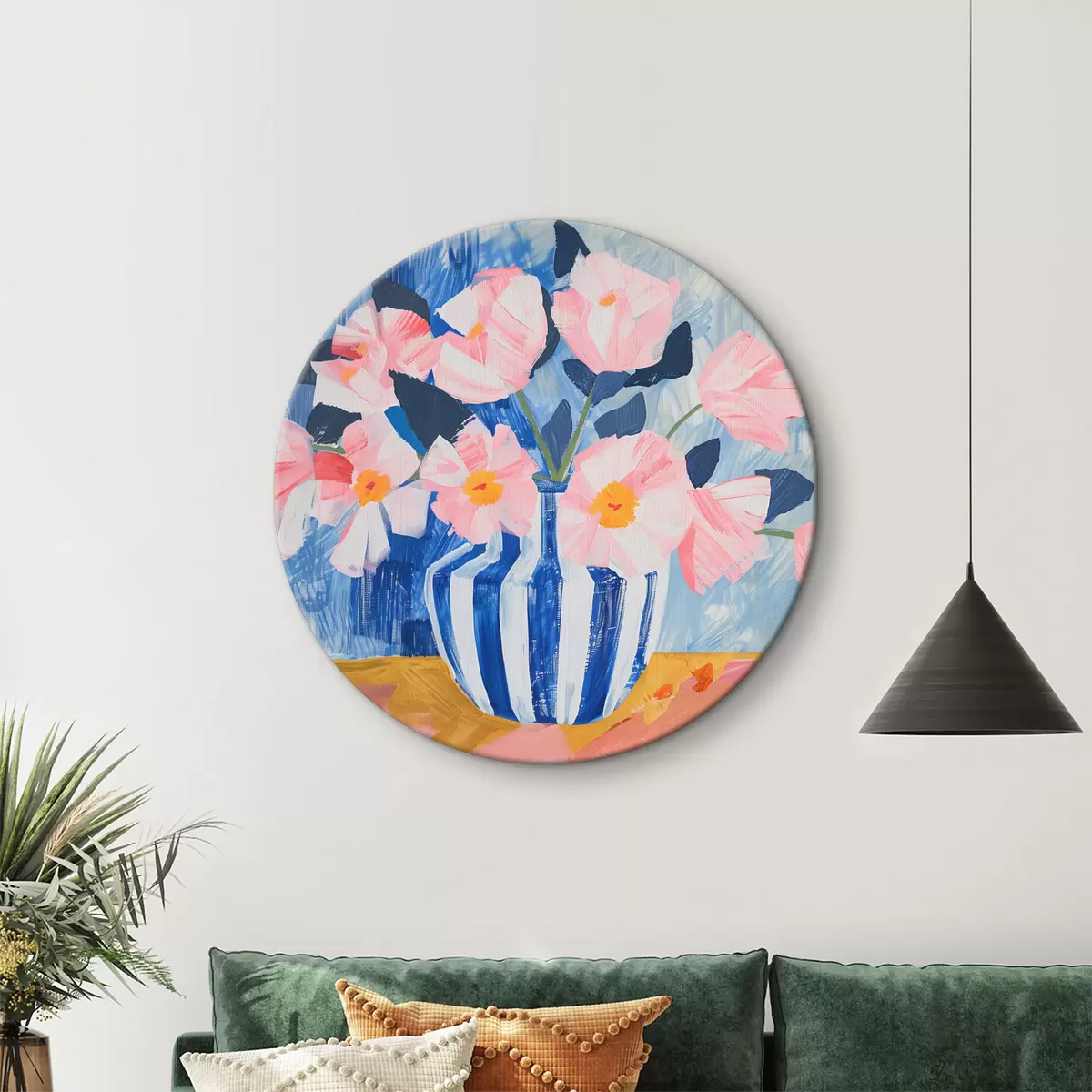 Quadri rotondi Bouquet astratto di fiori rosa r39100