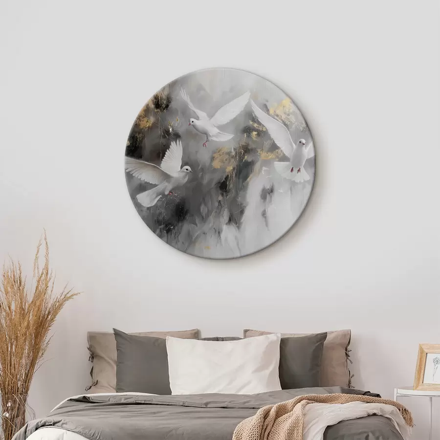 carta da parati Colombe bianche su sfondo grigio nr. r39101