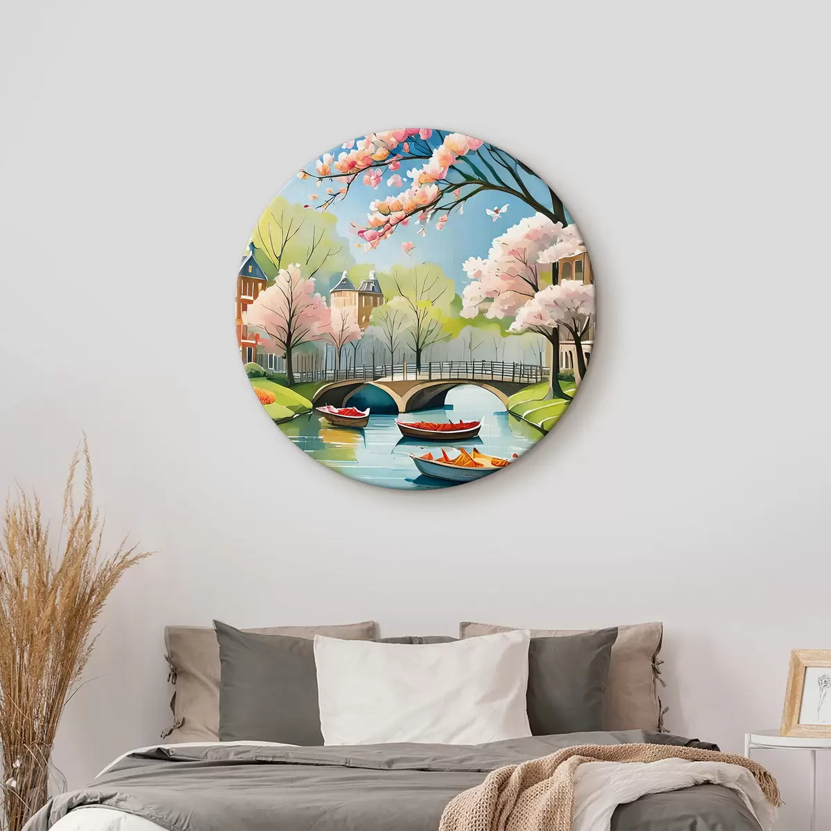 Quadri rotondi alberi in fiore ad Amsterdam in primavera r39301