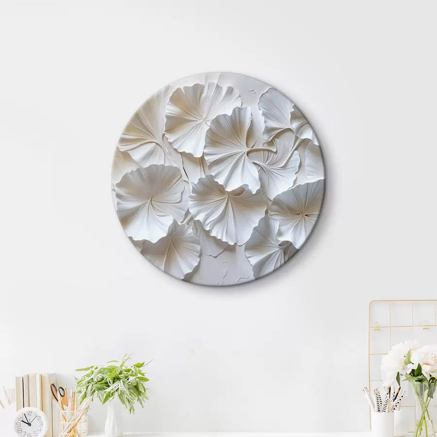 carta da parati Delicati fiori bianchi disposti in un motivo naturale e organico su uno sfondo chiaro nr. r39510