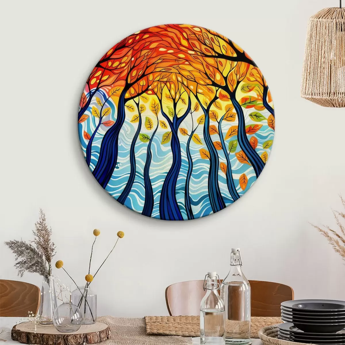 Quadri rotondi Foresta autunnale luminosa r39723
