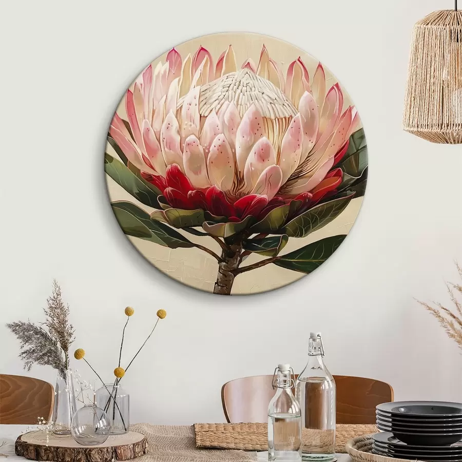 carta da parati Fiore di protea, disegno acrilico, floreale, colori naturali tenui nr. r39780