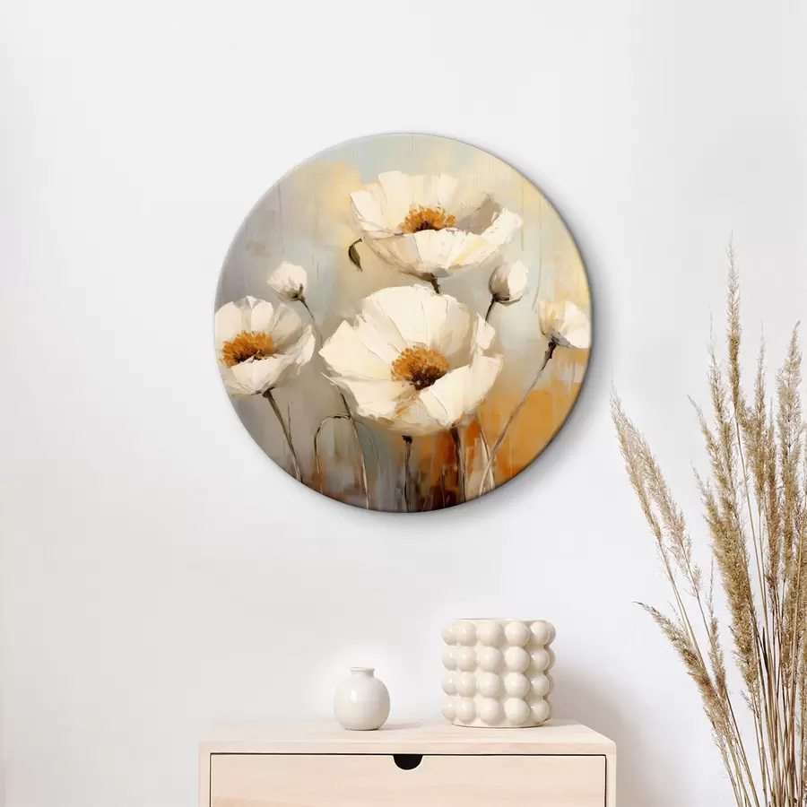 carta da parati Dipinto ad olio papaveri bianchi, colore blu e arancione nr. r39815