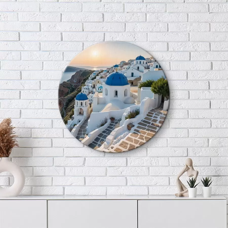 carta da parati L'isola di Santorini, Grecia. La città è costruita su una collina che domina il Mar Egeo nr. r40160