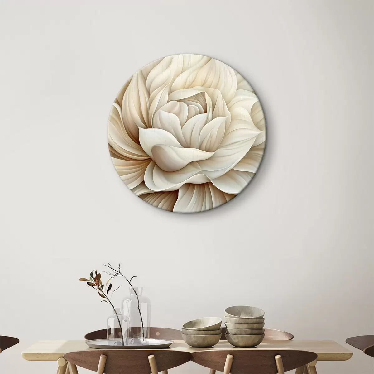 Quadri rotondi Petali di un grande fiore astratto r40352