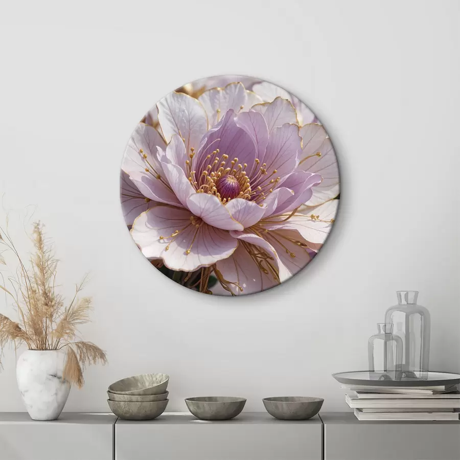 carta da parati Un primo piano di un grande fiore di peonia rosa pallido con petali delicati e un centro giallo brillante nr. r40384