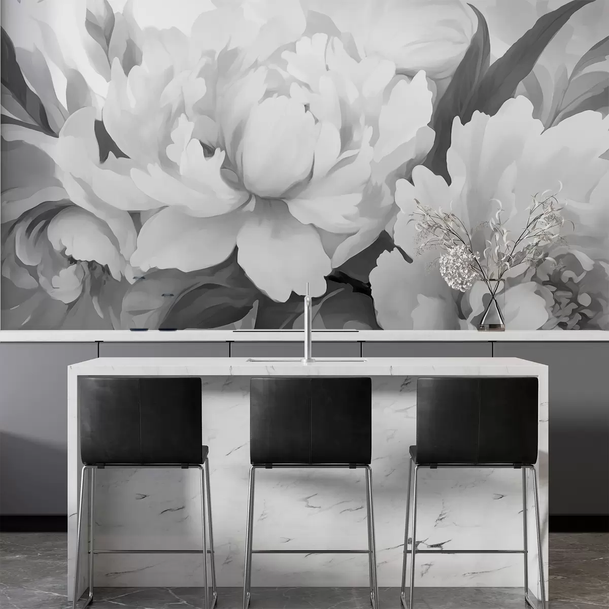 carta da parati Peonie in monocromia nr. w02416