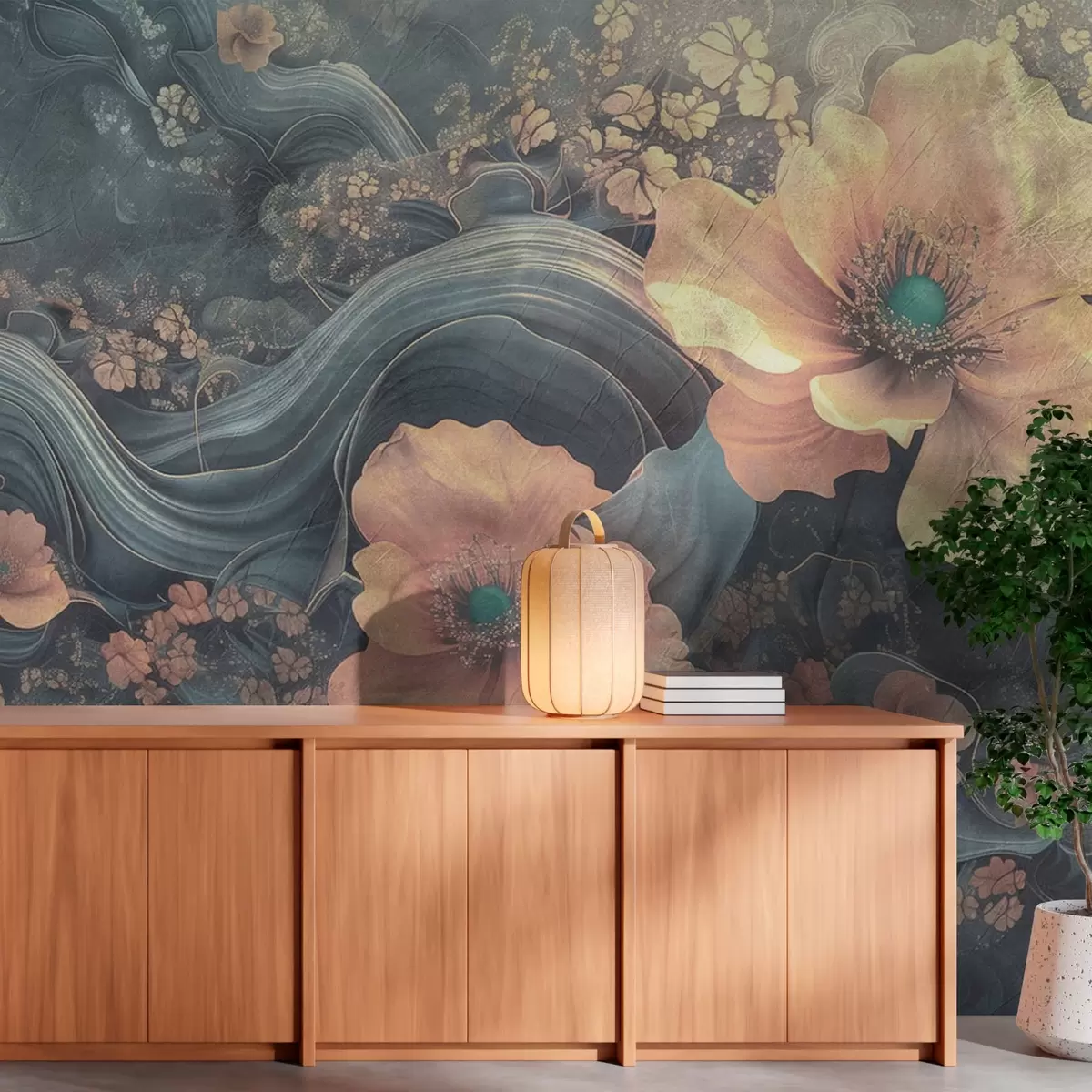 carta da parati Grandi fiori su sfondo astratto nr. w08480