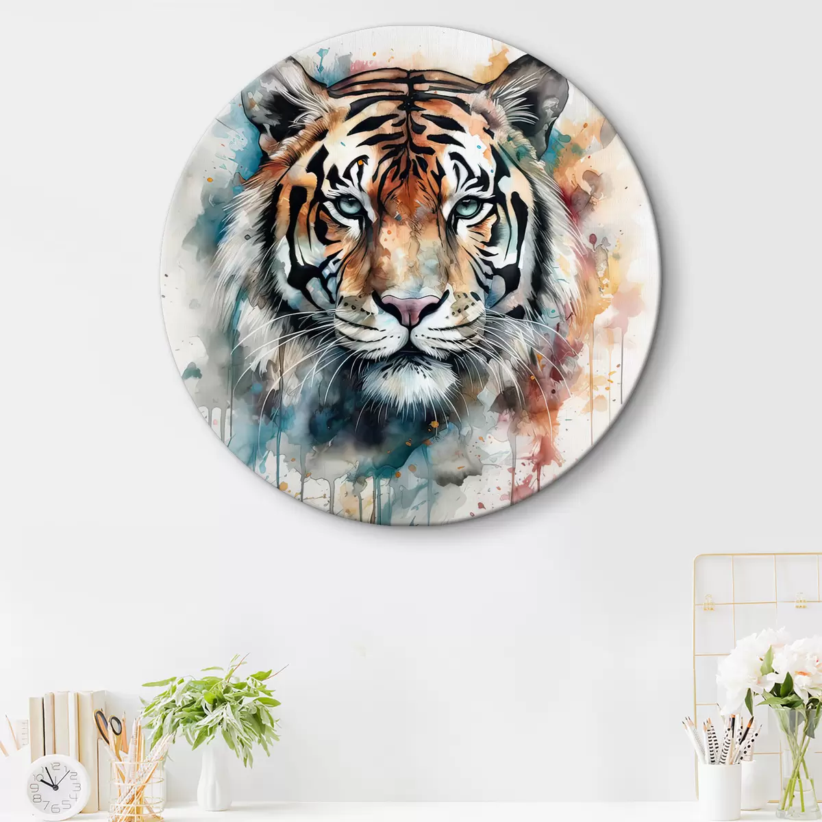 Quadri rotondi Tigre siberiana, tigre del bengala e felidi r32302