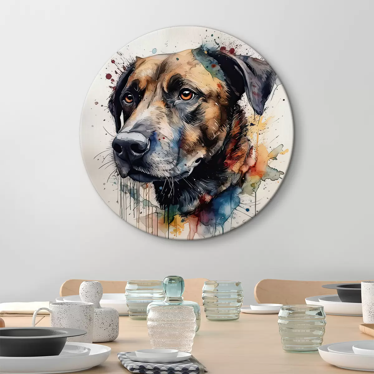 Quadri rotondi Cane, razza e carnivoro r32320