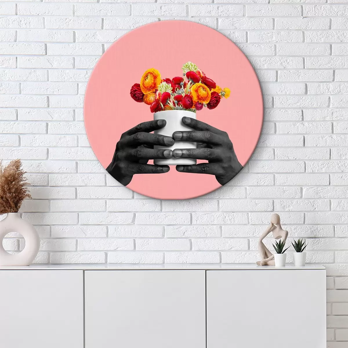 Quadri rotondi Vaso con fiori r37293