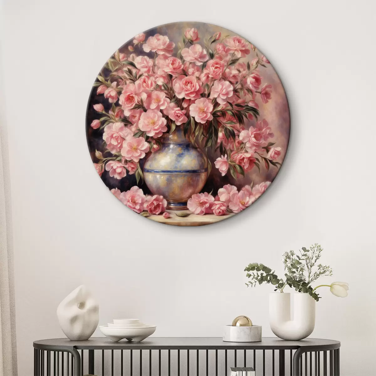 Quadri rotondi Bouquet rosa nello stile di Auguste Renoir r37438