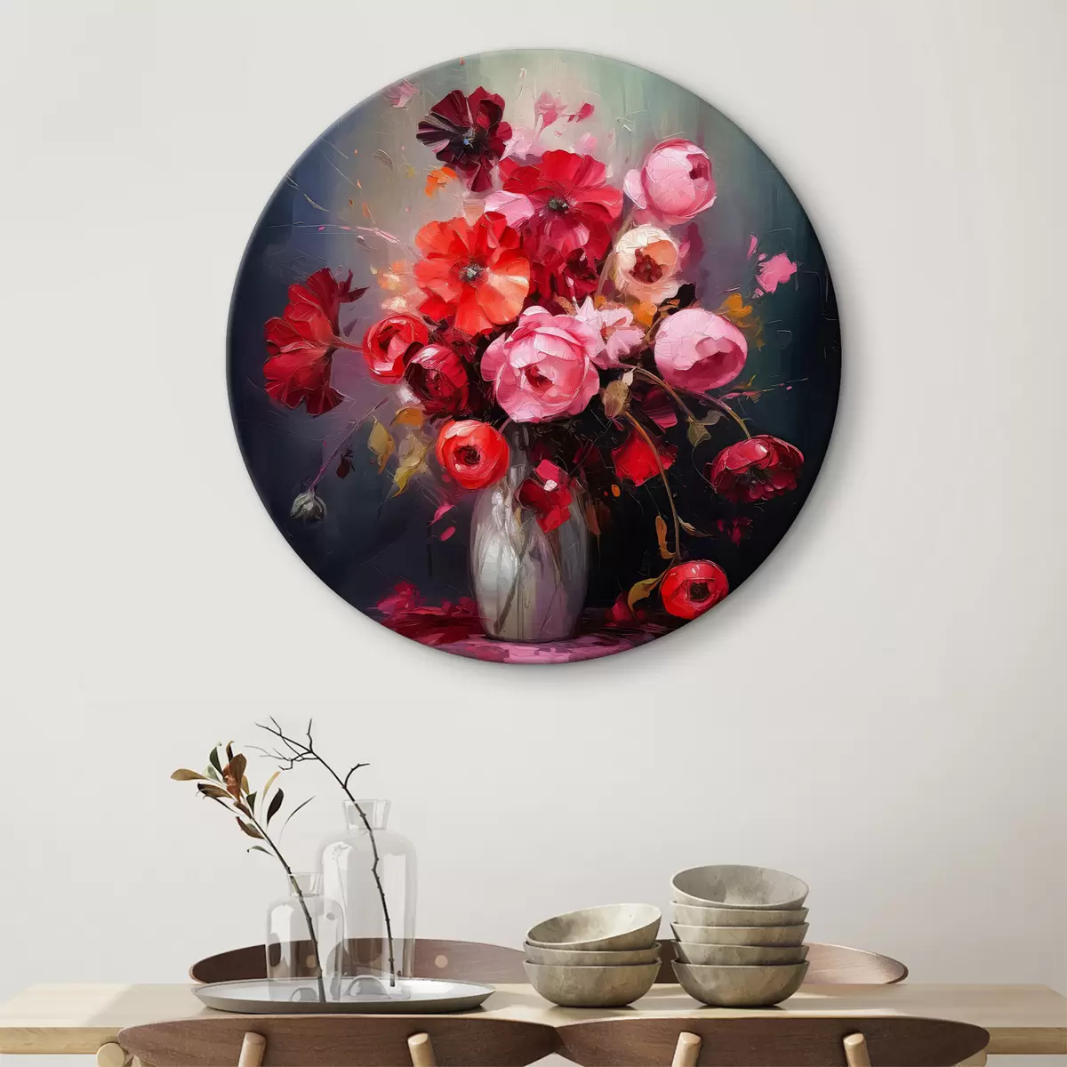 Quadri rotondi Fiori acquerellati r37557