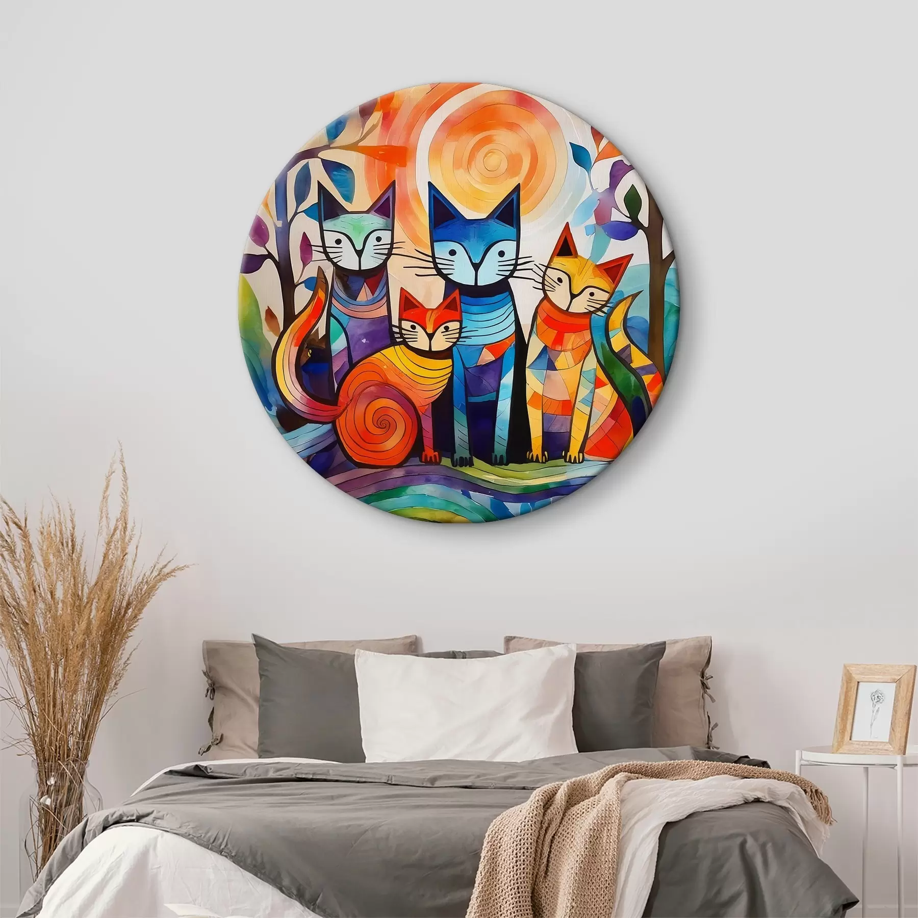 carta da parati Astrazione multicolore con gatti interessanti nr. r38815