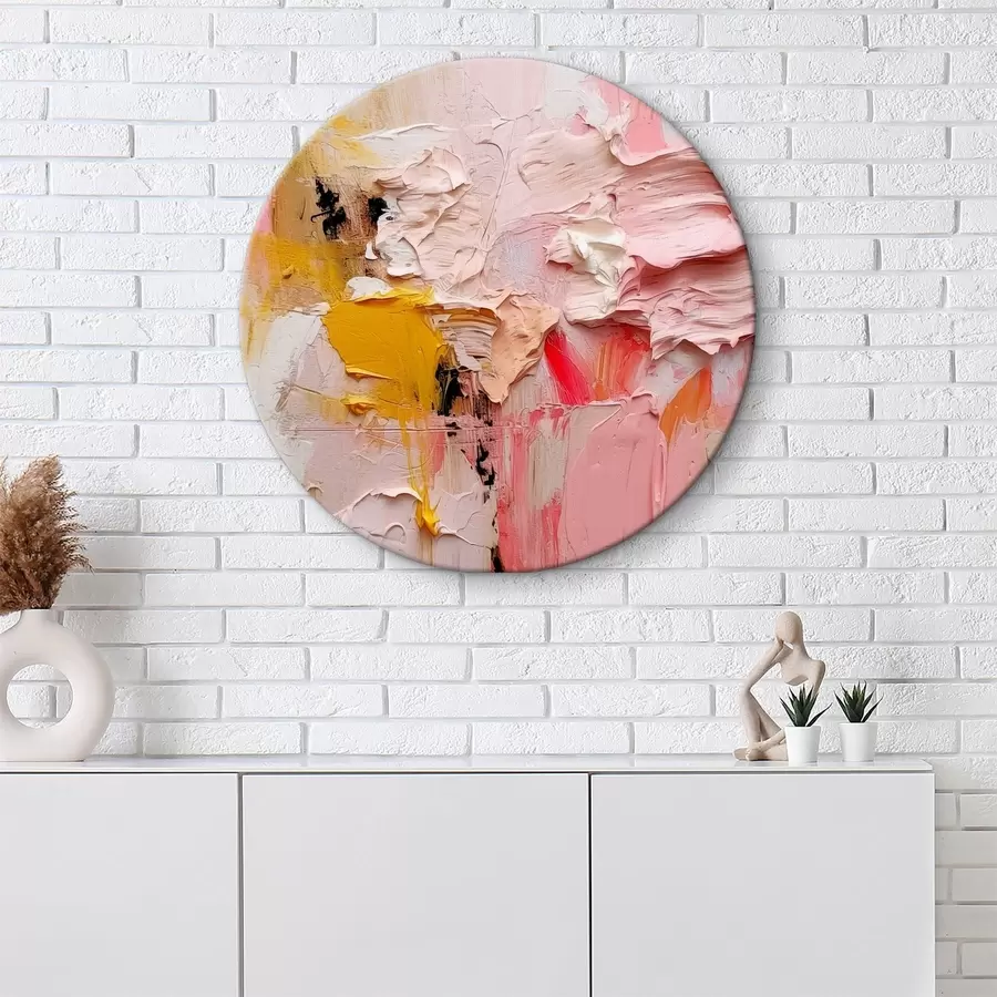 carta da parati Espressionismo astratto di grandi pennellate di vernice in rosa, giallo e bianco nr. r38916