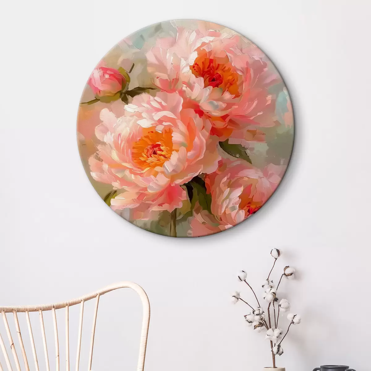 Quadri rotondi Fiori grandi rosa r38928