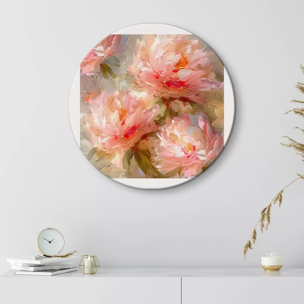 Quadri rotondi Fiori grandi rosa r38929