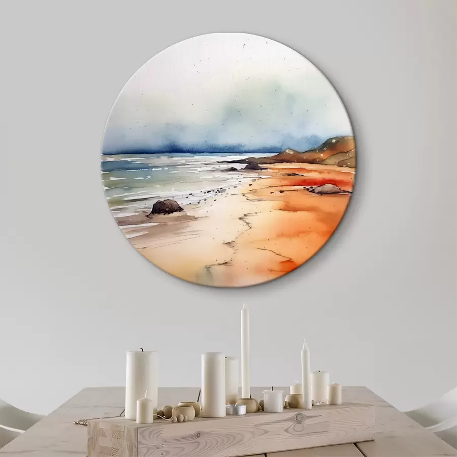 carta da parati Mare e spiaggia, pioggia, acquerello, spruzzi, paesaggio, paesaggio, colore blu, arancione nr. r38936