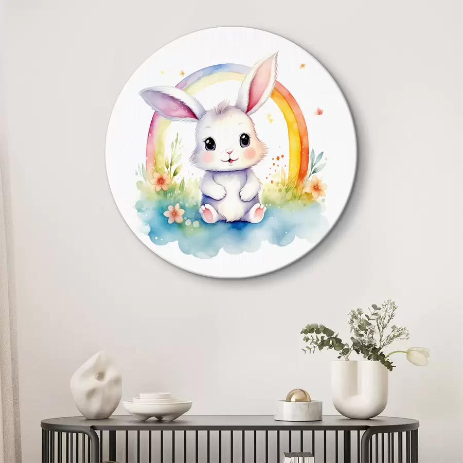 carta da parati Coniglietto sotto un arcobaleno stravagante nr. r38940