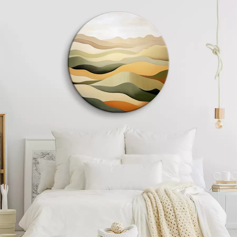 carta da parati Colline, paesaggio astratto, guazzo, verde, ocra, seppia, grigio nr. r38952