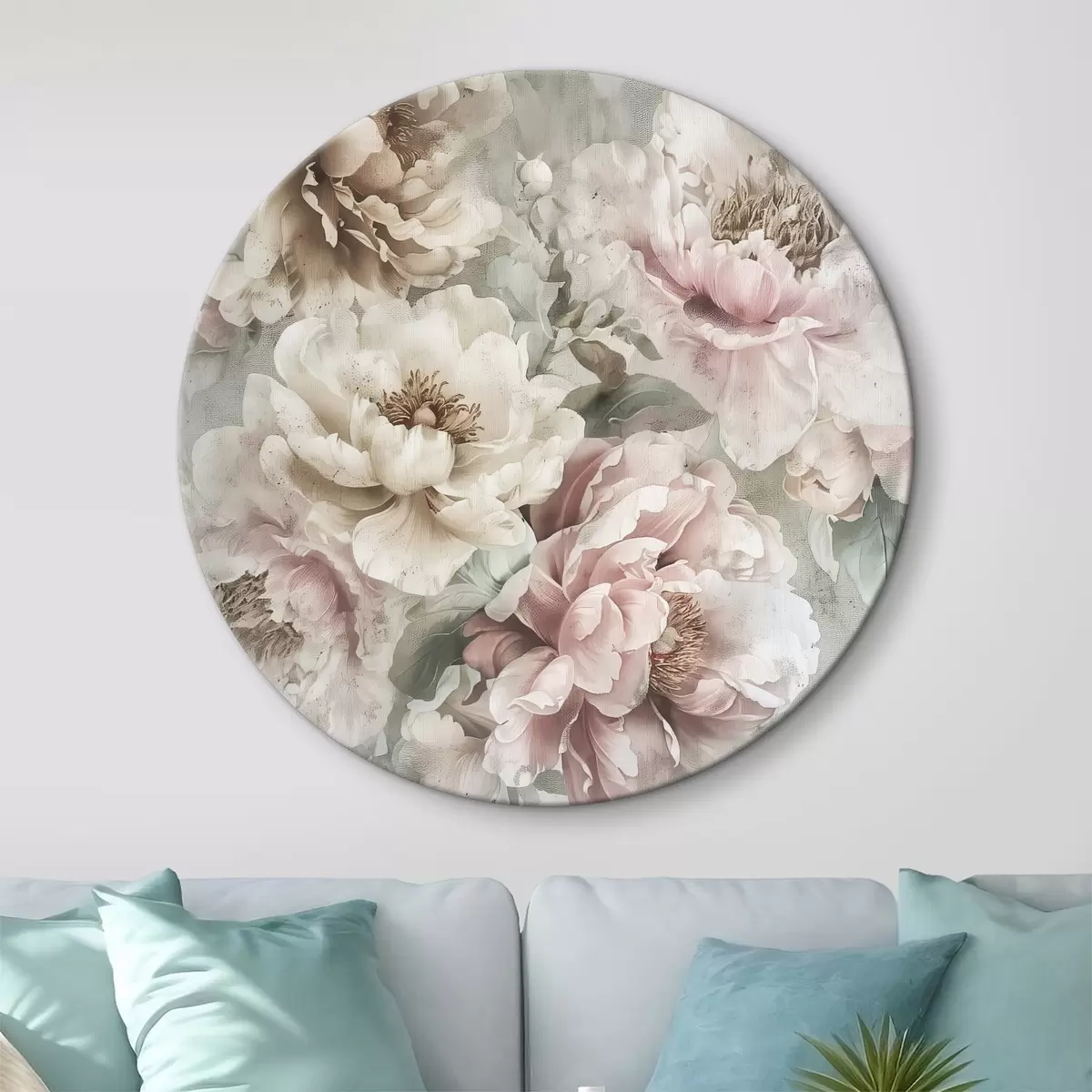 Quadri rotondi Peonie d'epoca r39345
