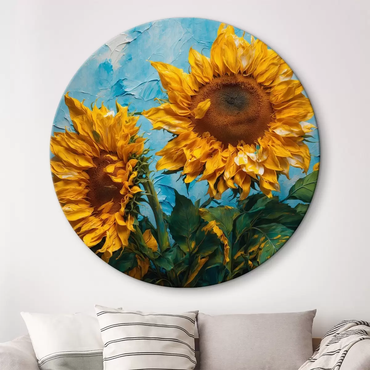 Quadri rotondi Girasoli su fondo oleoso r39594