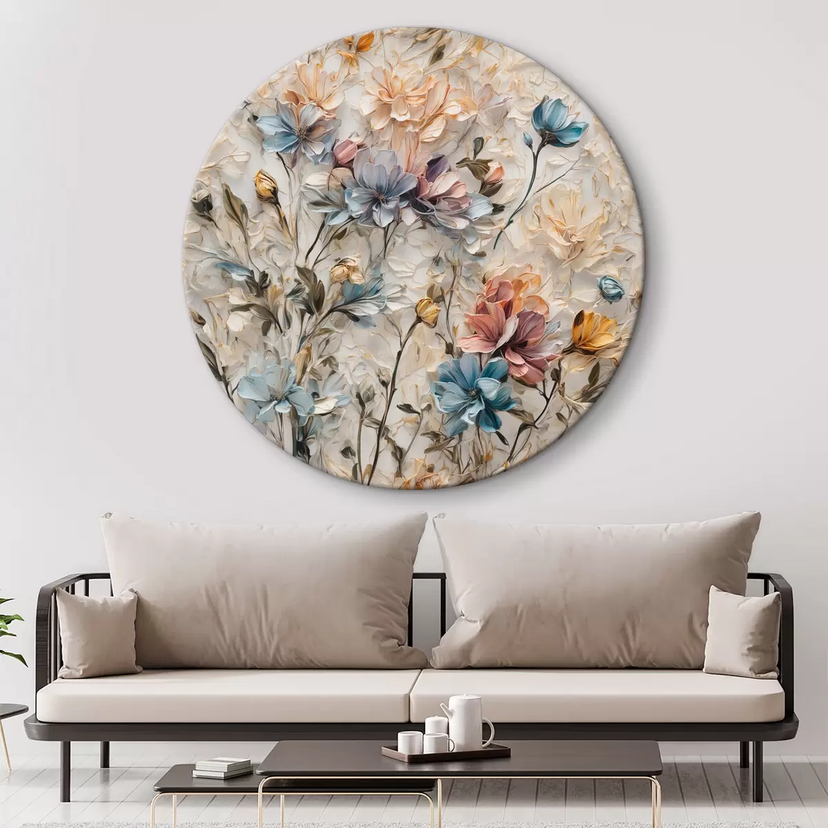 Quadri rotondi Fiori e foglie astratti r39605
