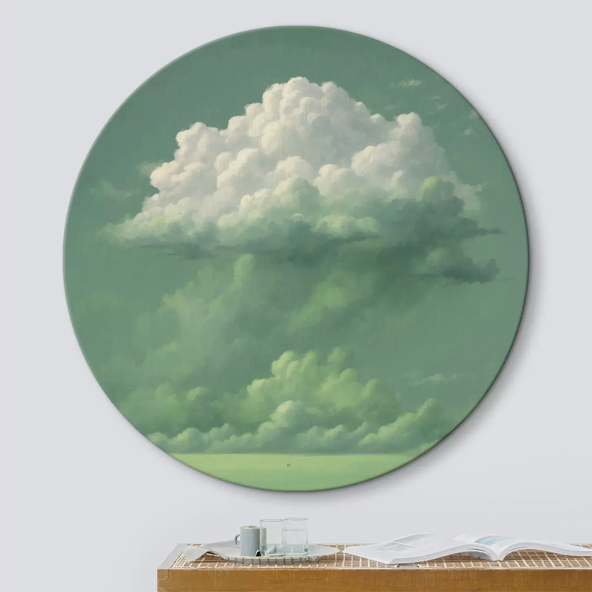 Quadri rotondi Nuvole e cielo verde r39610