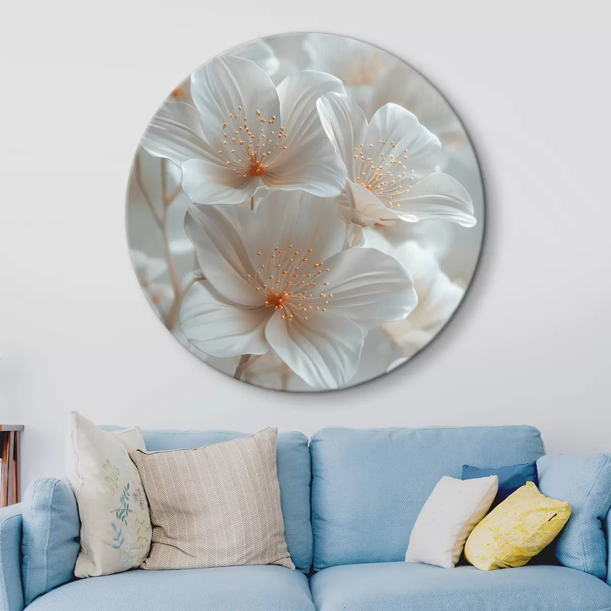 Quadri rotondi Fiori di ciliegio bianchi r39760