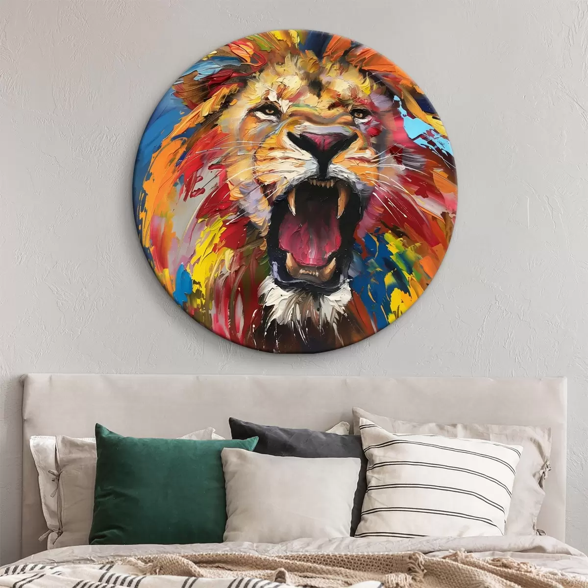 Quadri rotondi Leone a colori r39873