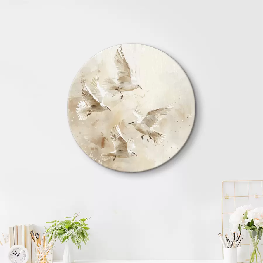 carta da parati Uccelli in volo ad acquerello, colori pastello tenui, astrazione nr. r39973