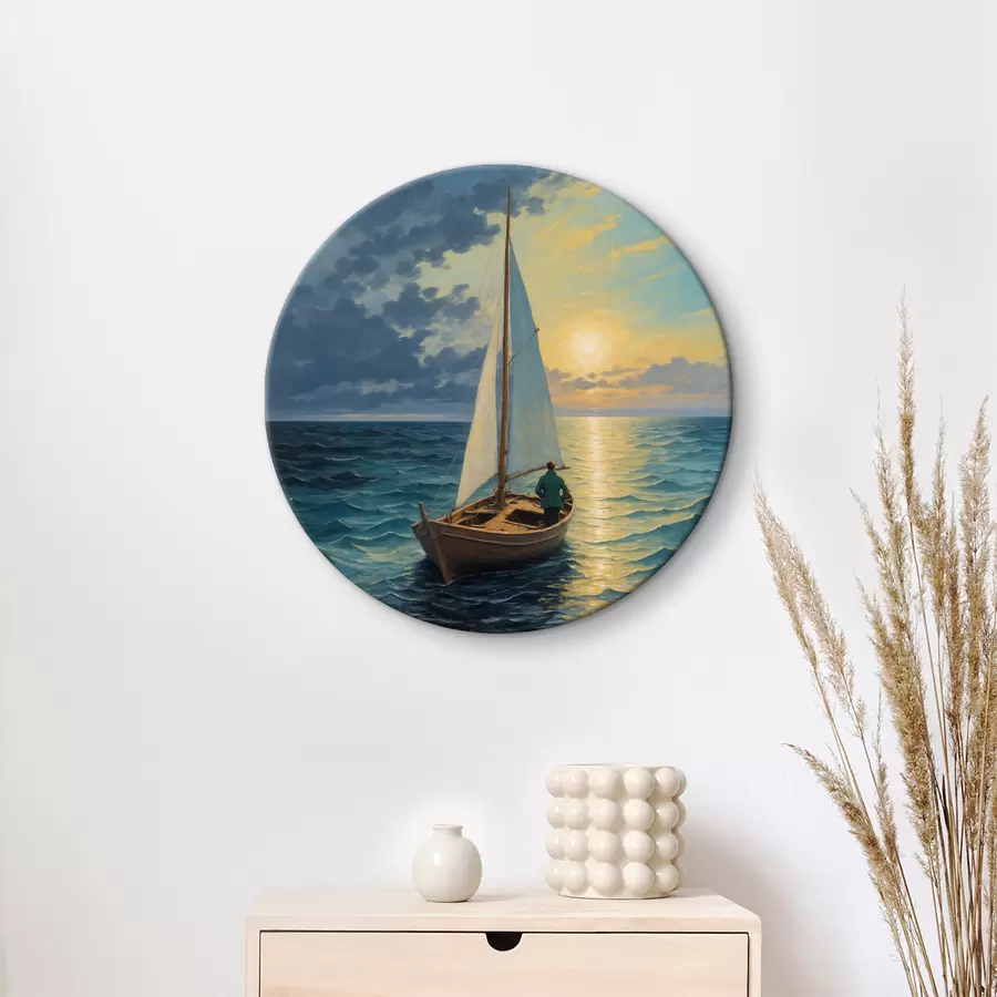 carta da parati Uomo che galleggia sul mare in una barca nr. r40053