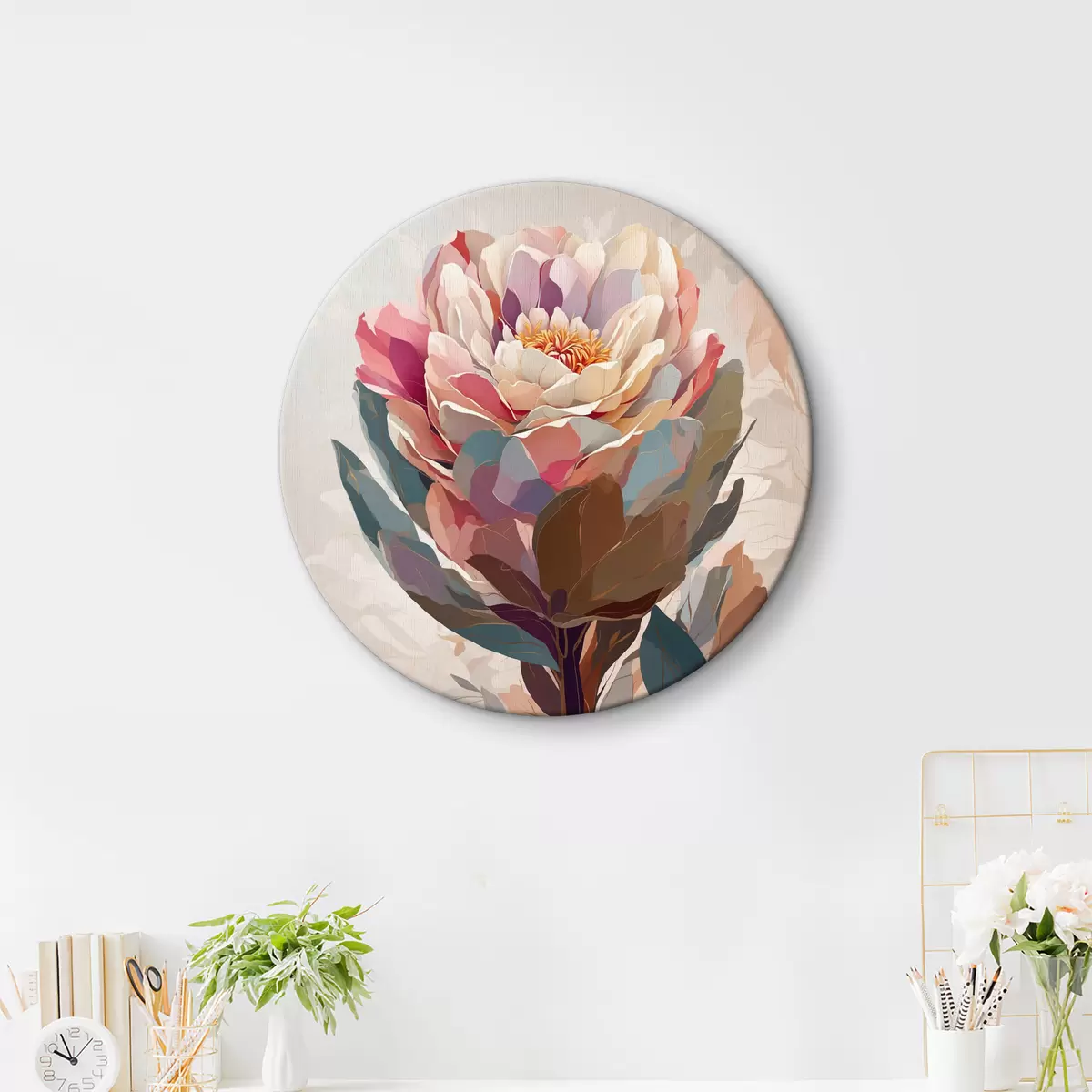 Quadri rotondi Fiore con petali multicolori r40060