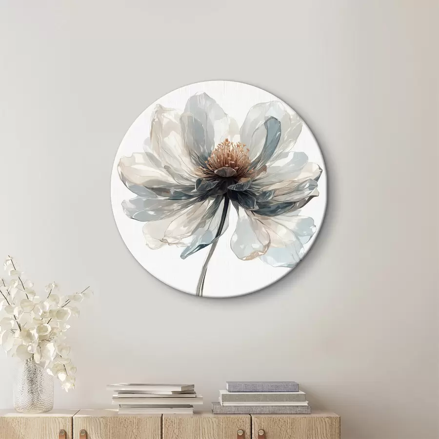 carta da parati Fiore blu trasparente su sfondo bianco nr. r40067