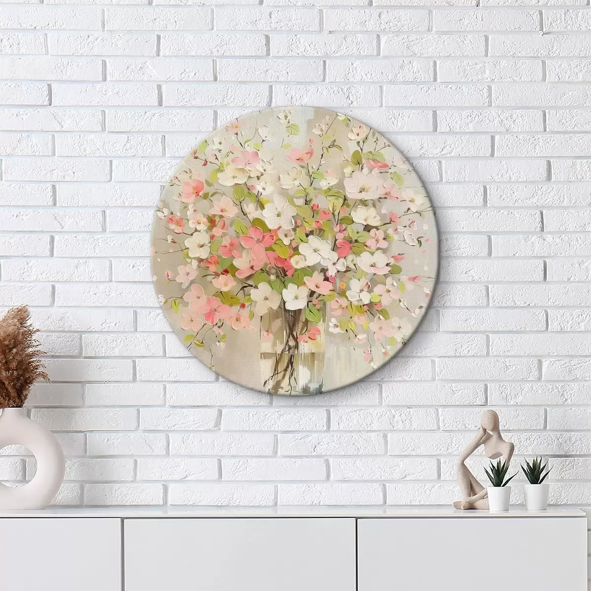 Quadri rotondi Un mazzo di fiori e un vaso r40115