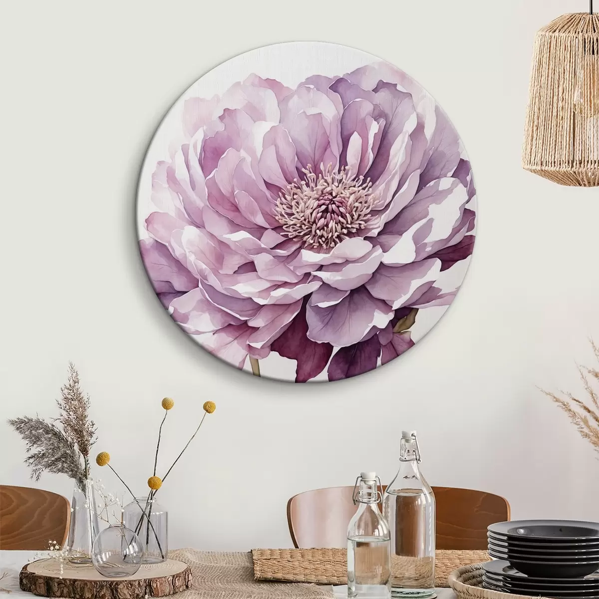 Quadri rotondi Fiore viola su sfondo bianco r40347