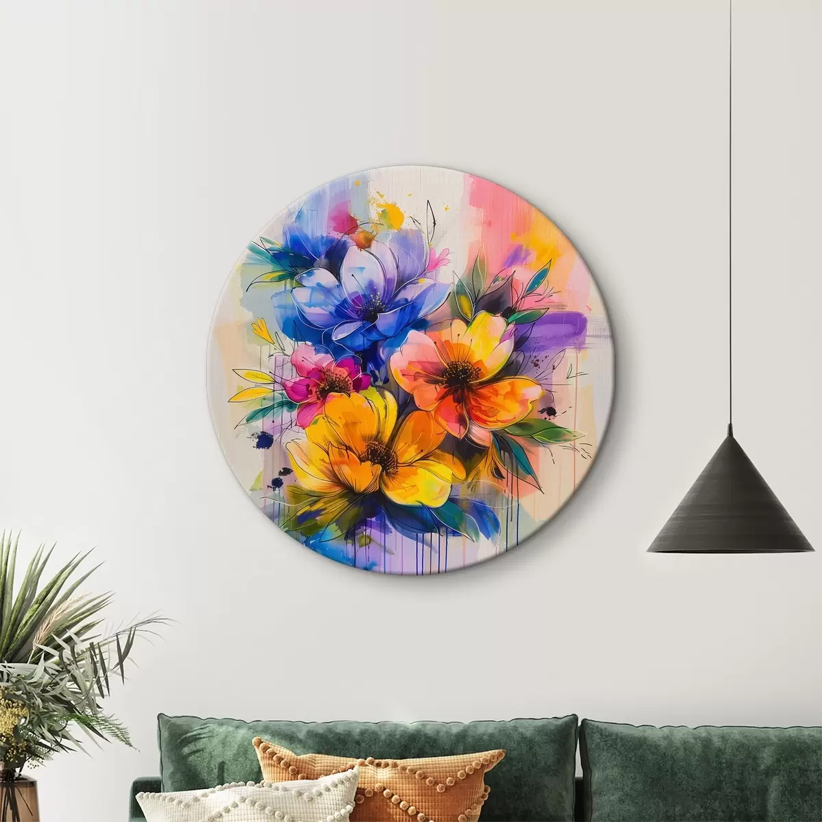 Quadri rotondi Fiori colorati r40372