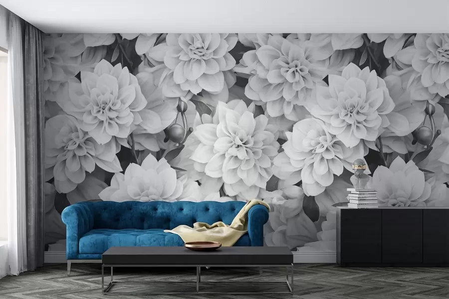 Carta da parati Floreale Fiori di dalia monocromatici n. w02464