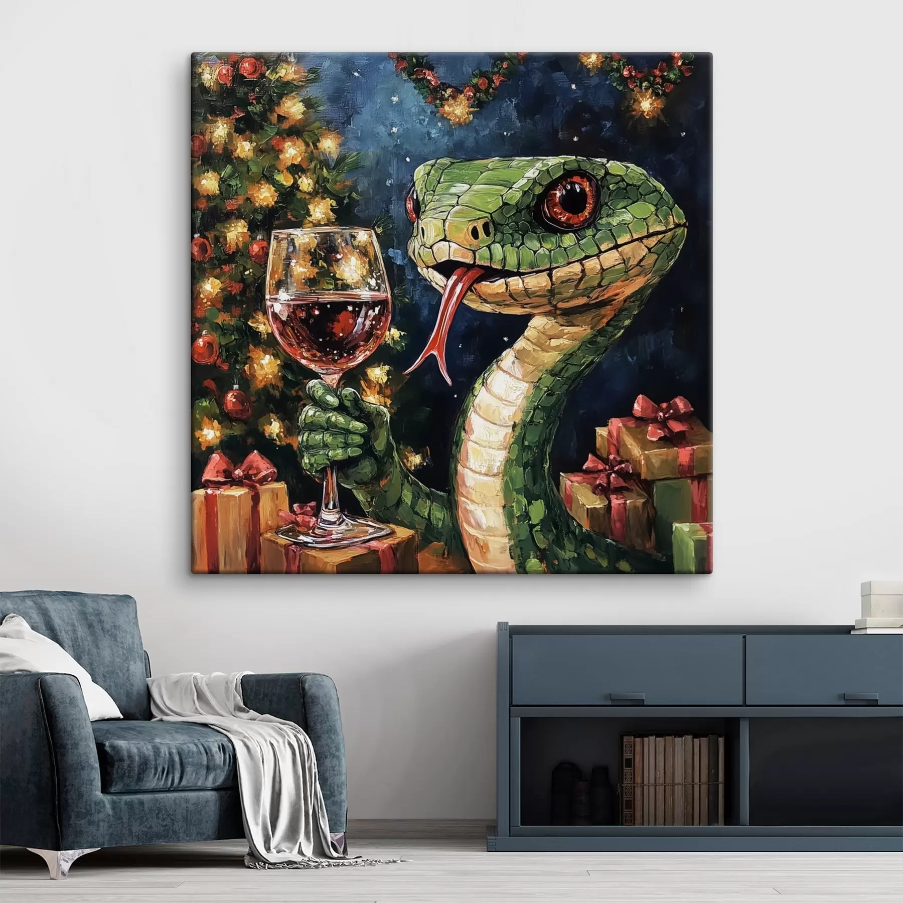 carta da parati Un serpente con un bicchiere di vino festeggia il nuovo anno nr. s42106