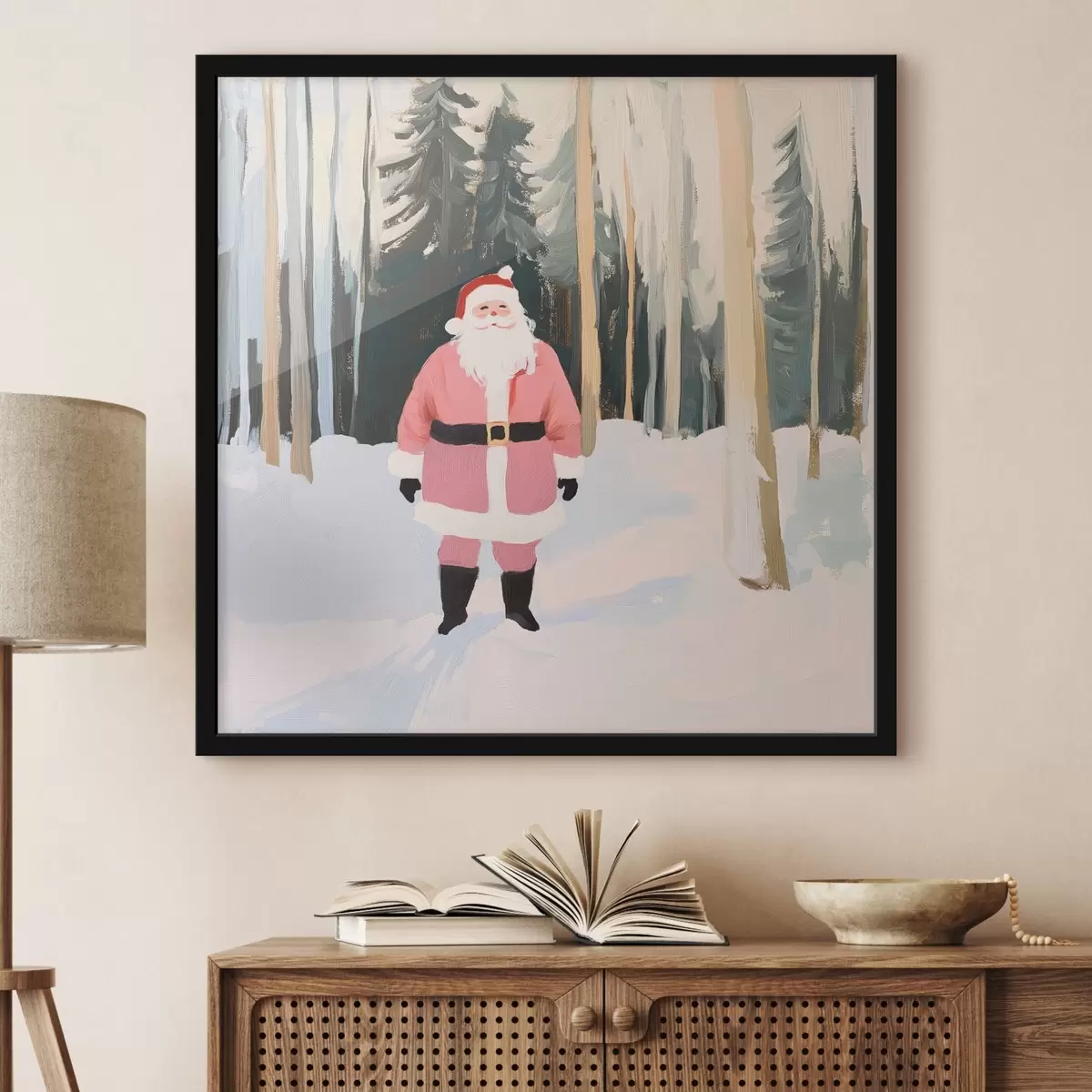 Poster Babbo Natale nella foresta di Natale f42103