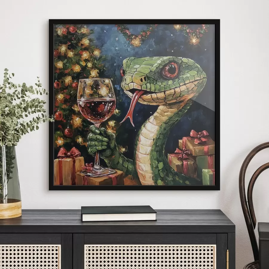 carta da parati Un serpente con un bicchiere di vino festeggia il nuovo anno nr. f42106