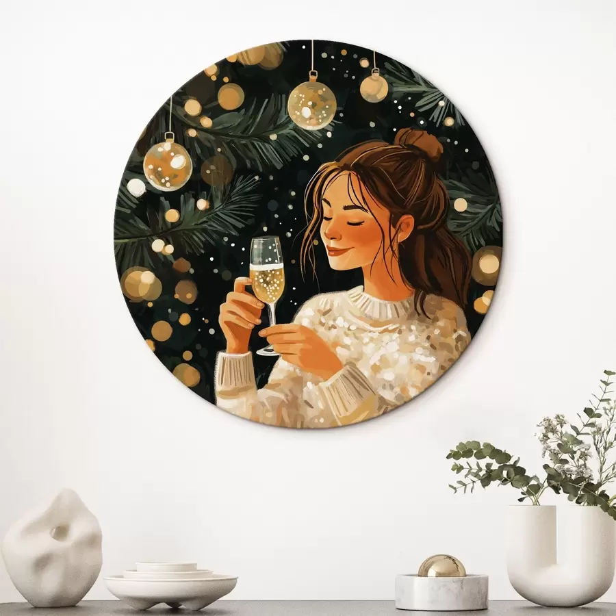 carta da parati Una ragazza con un bicchiere di champagne a Capodanno nr. r42102
