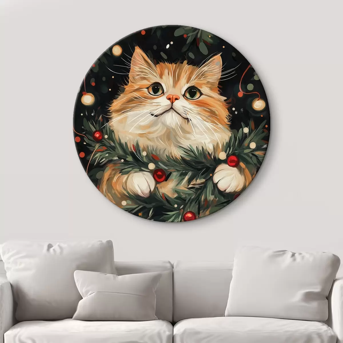 Quadri rotondi Gatto di Capodanno r42105